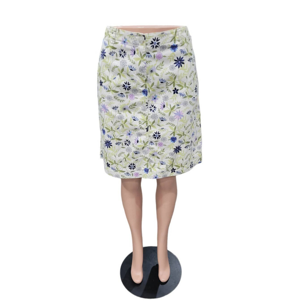 J.Jill Women's Live In Chino Floral Print Knee Length Skirt Size 12